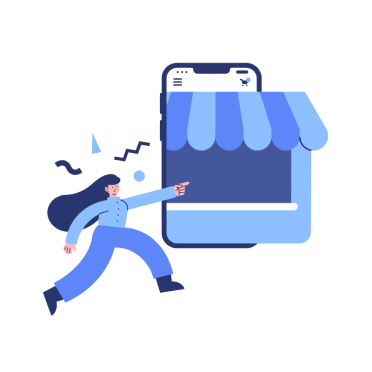 Kobieta i telefon z witryną sklepu